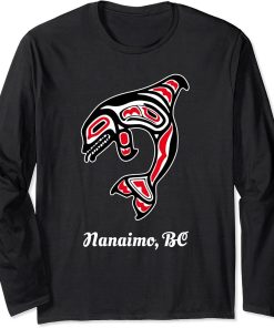 Native American Nanaimo BC Red Orca Killer Whale Long Sleeve T-Shirt