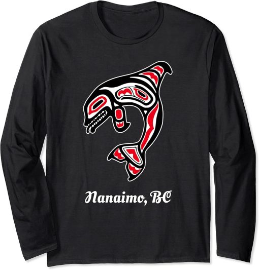 Native American Nanaimo BC Red Orca Killer Whale Long Sleeve T-Shirt