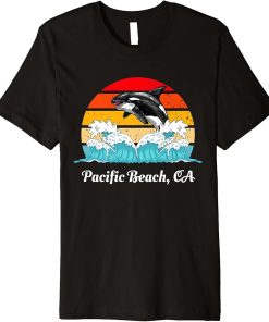 Vintage Pacific Beach CA Distressed Orca Killer Whale Art Premium T-Shirt